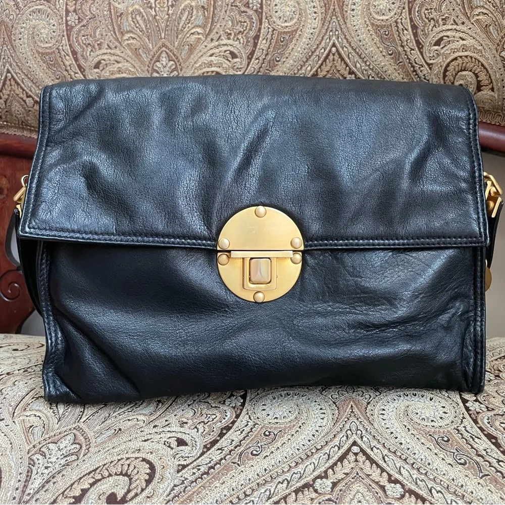Donna Karan Black Crossbody Bag with Gold Accents - Picture 2 of 11